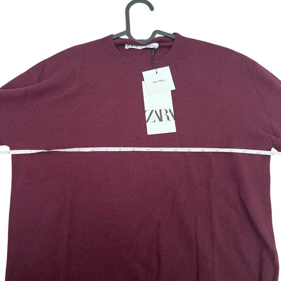 Zara 100% Wool Extra Soft Sweater Maroon Size Small NWT Fall Winter Minimalist - Picture 9 of 10